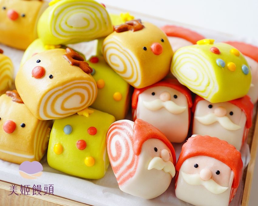 美姬饅頭 - 聖誕派對鮮乳造型饅頭-6入-40g/顆