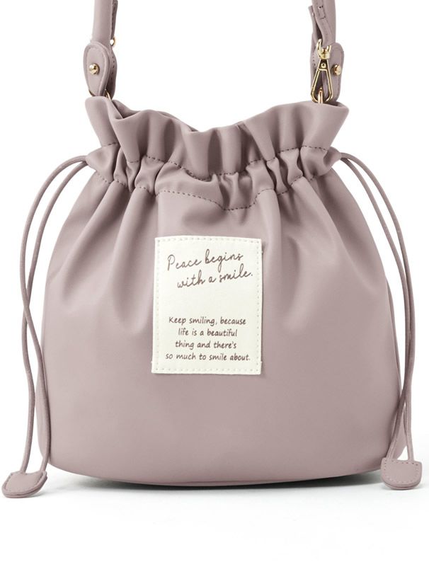 日本 GRL - 2way仿皮束口小手提包/側背包-銀