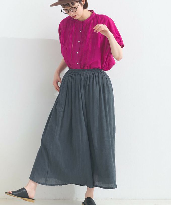 日本 Lupilien - 100%印度棉 輕盈飄逸寬褲-灰軍綠