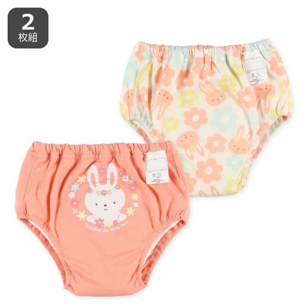 六層分離式學習褲(2件組)-花朵兔兔-橘系