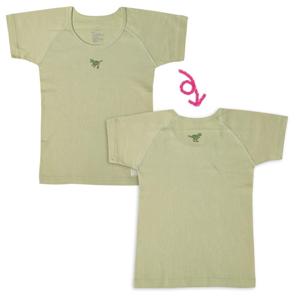akachan honpo - ah短袖圓領上衣2件組-穿衣練習-綠色