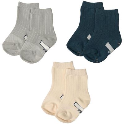 akachan honpo - 中長襪3雙組 羅紋-素面-灰色 (9~14cm)