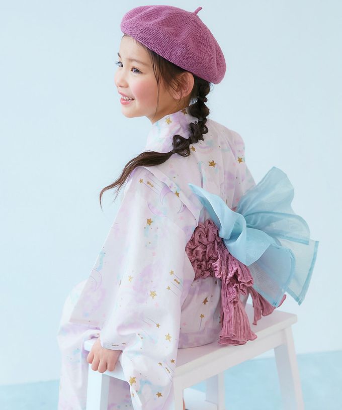 日本 devirock - 夢幻印花輕鬆套頭式純棉浴衣(2件組)-貝殼-粉紫