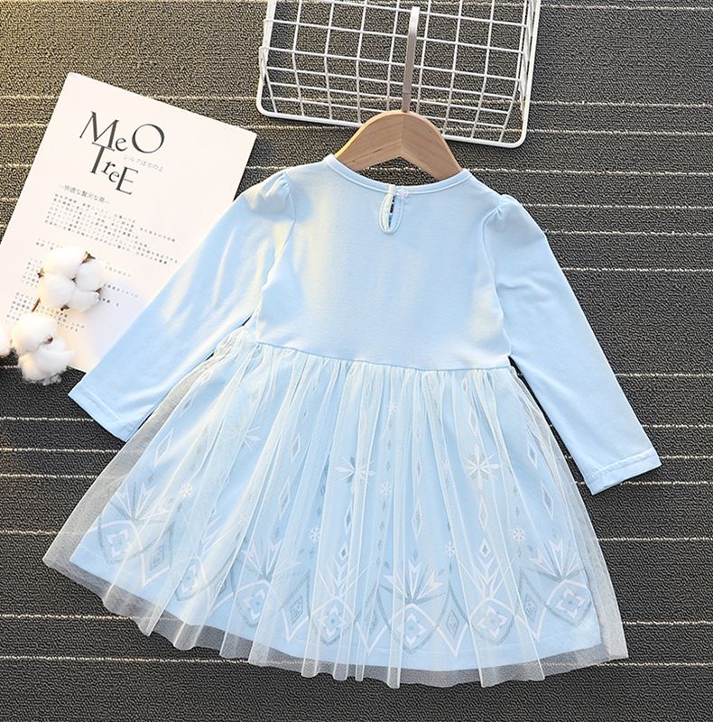 長袖造型公主裙-冰雪藍