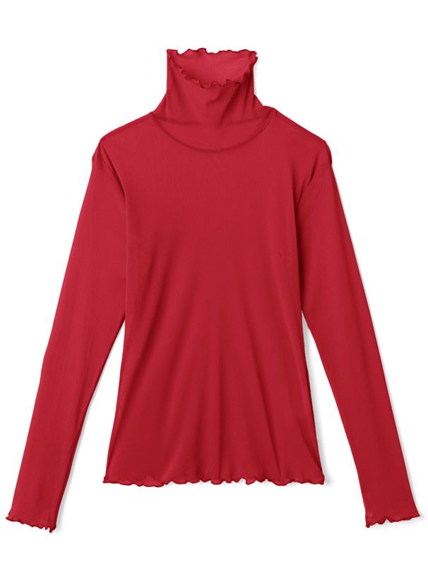 日本 GRL - 聯名款 透膚捲邊長袖內搭/上衣-開心果綠