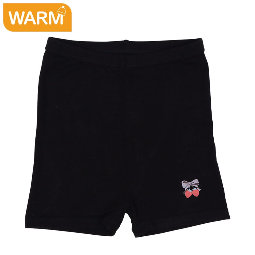 1分緊身褲-桃皮絨 草莓蝴蝶結-黑色