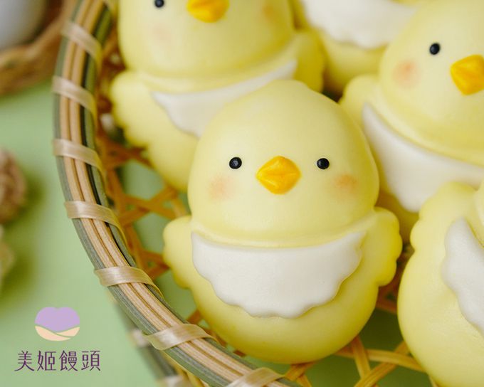 美姬饅頭 - 圍兜兜小雞鮮乳造型饅頭-35g*6顆