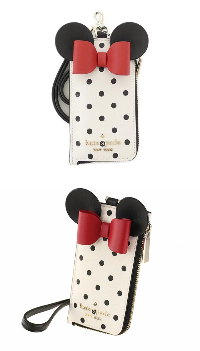 kate spade - 迪士尼聯名皮革票卡夾-黑白