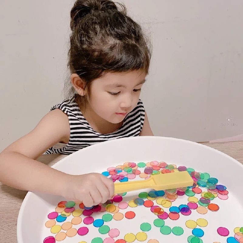 玩玩 Play - 韓國透明彩色芯片磁條組-磁鐵圓片約100片、磁棒*1(不挑色）