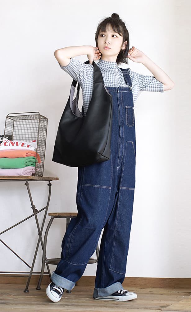 日本 zootie - 小清新復古格子五分袖上衣-藍