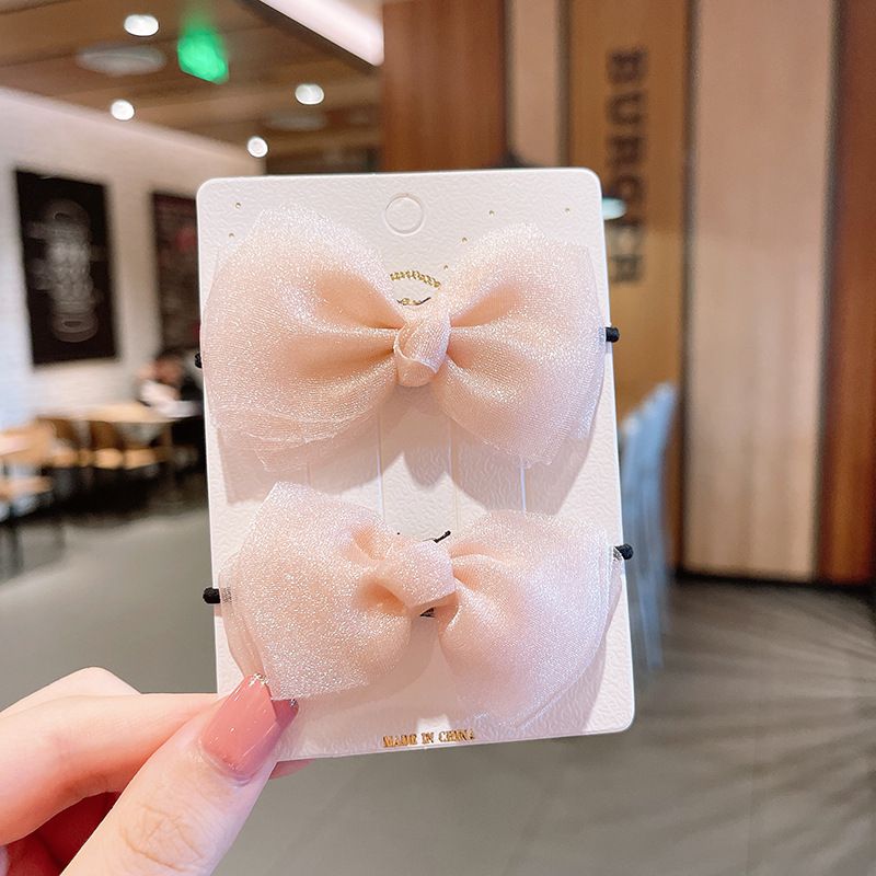 亮亮網紗蝴蝶結髮夾(2入組)-海軍藍