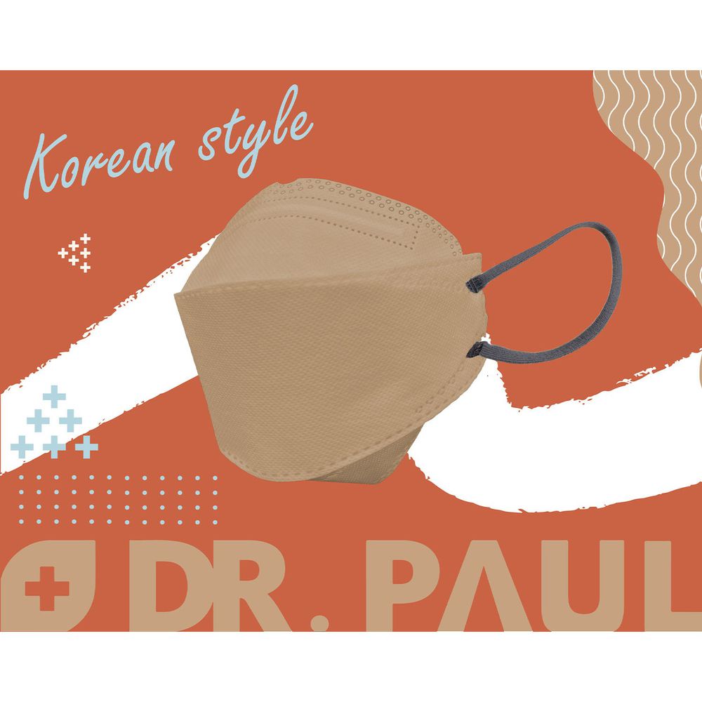 Dr. PAUL - 成人醫療級韓式4D魚形口罩/雙鋼印/台灣製-KF94/3D韓版/三片接合-奶茶棕 (21x18cm)-10入/盒(未滅菌)