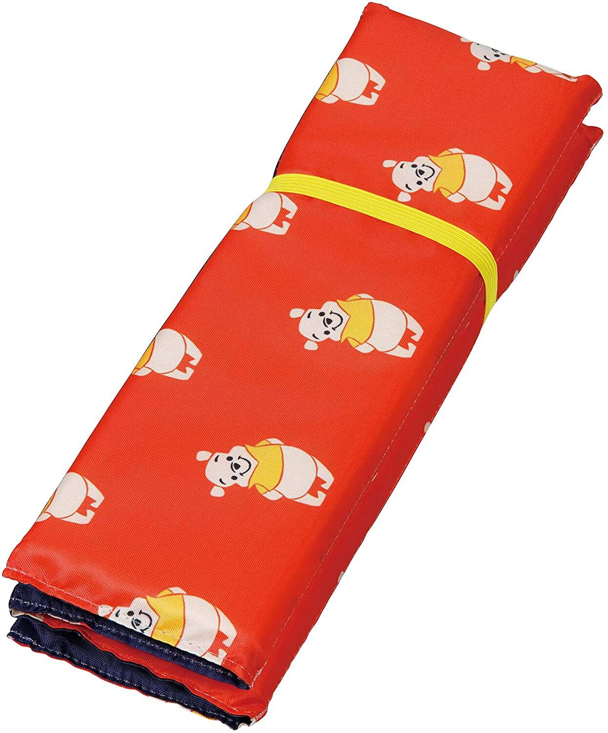 日本 Pearl 金屬 - 迪士尼單人折疊坐墊(1cm厚)-維尼繽紛格子-藍X紅 (34×27.5cm)