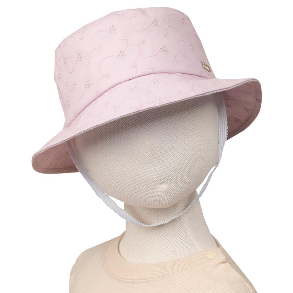 akachan honpo - 平頂帽 附防曬遮陽布-粉紅色