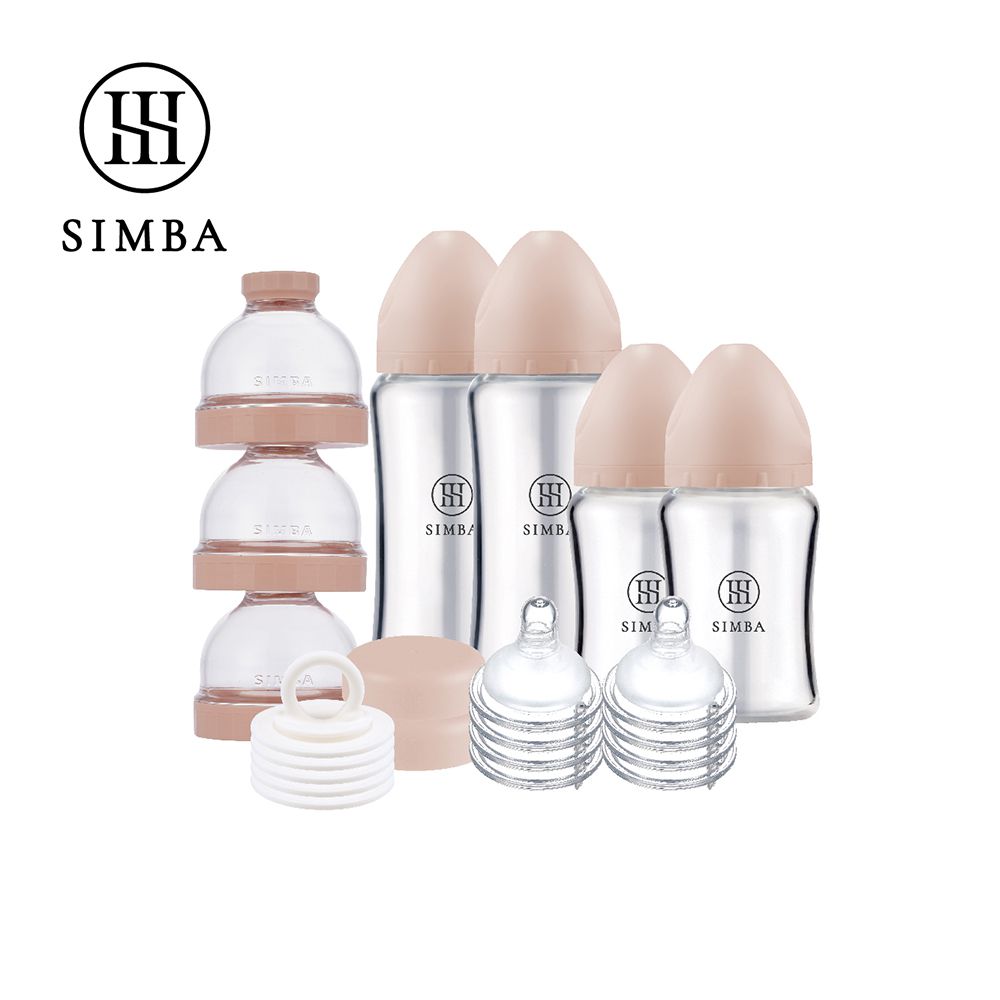 蘊蜜質金玻璃寬口奶瓶人氣口碑組-栗粉