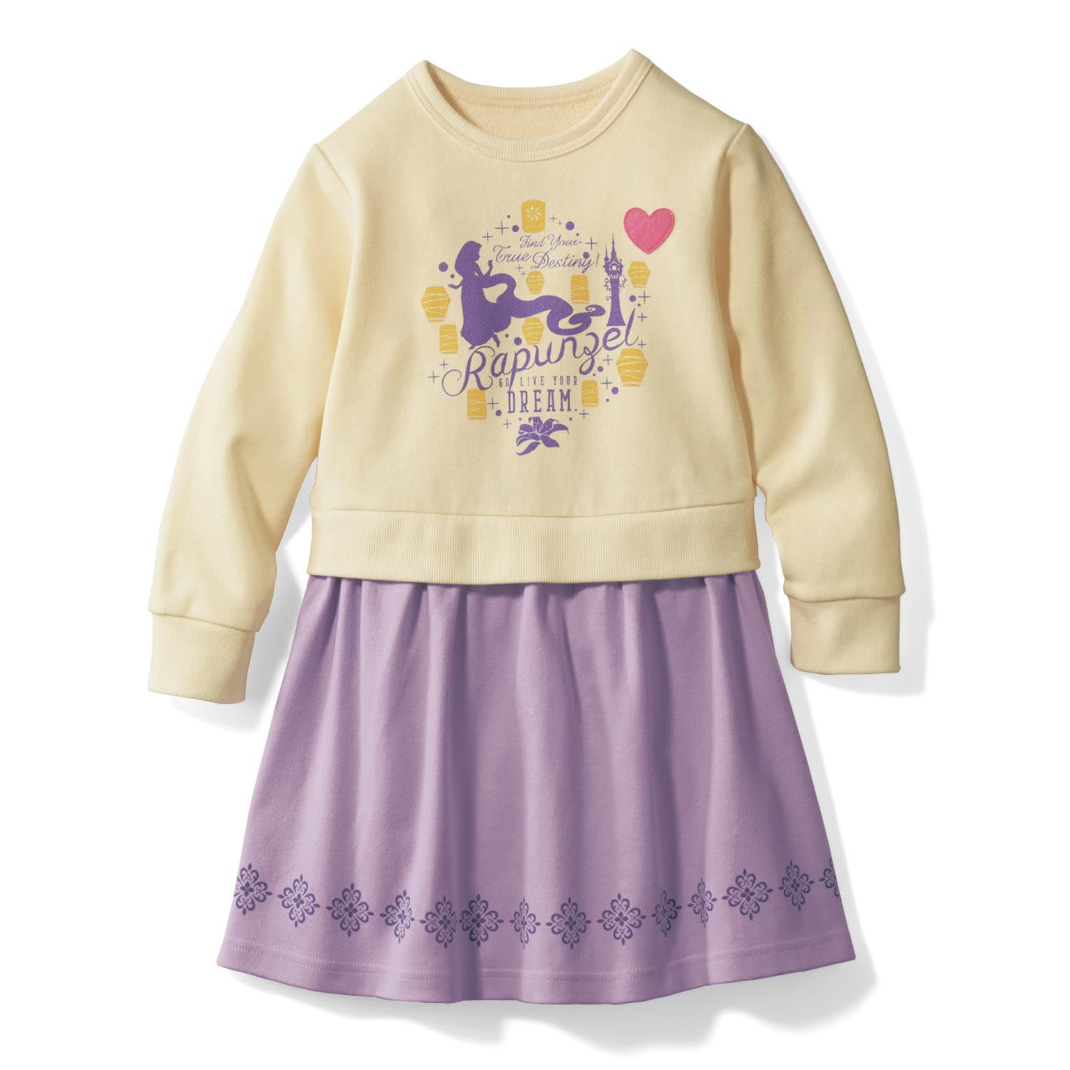 日本千趣會 - 迪士尼上下假兩件長袖洋裝-長髮公主-黃紫