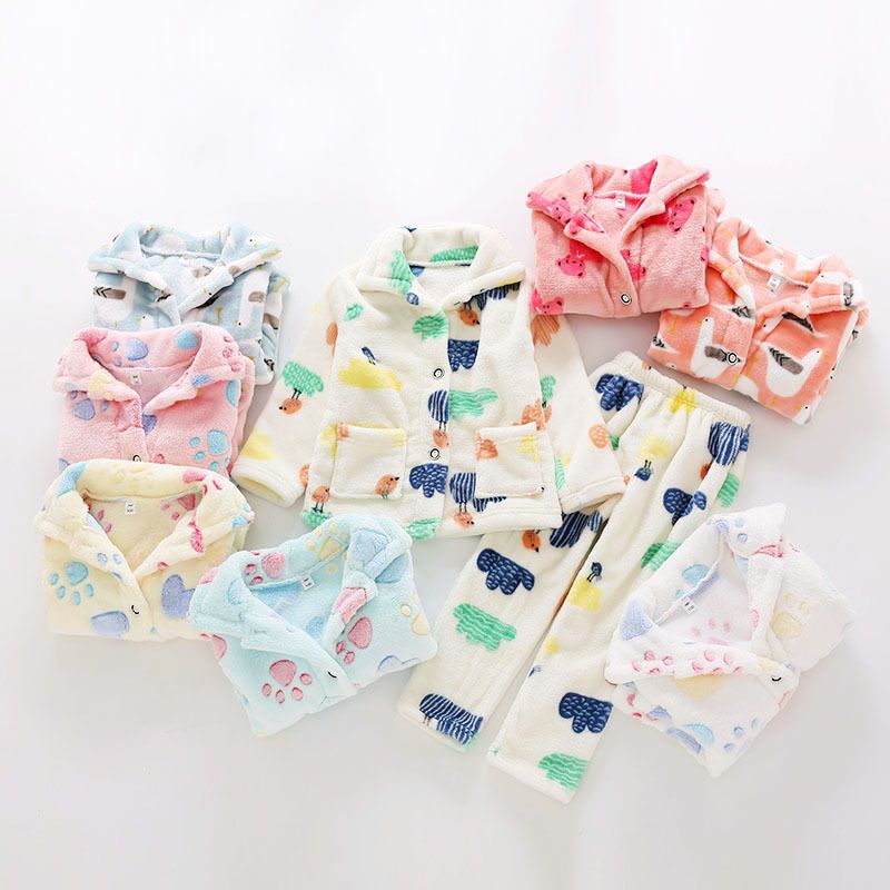 超柔軟珊瑚絨開扣睡衣-藍色草莓