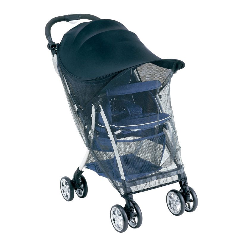 akachan honpo - 嬰兒推車用遮陽防蟲罩 黑色-黑色