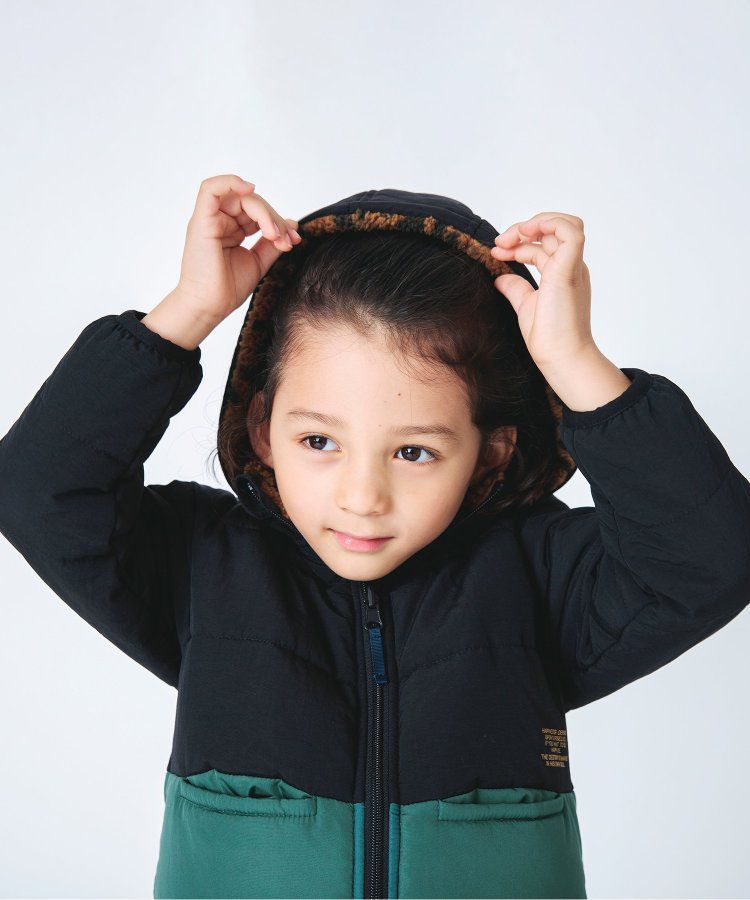 日本 BREEZE - 2WAY極暖裏絨保暖鋪棉外套-卡其x咖啡