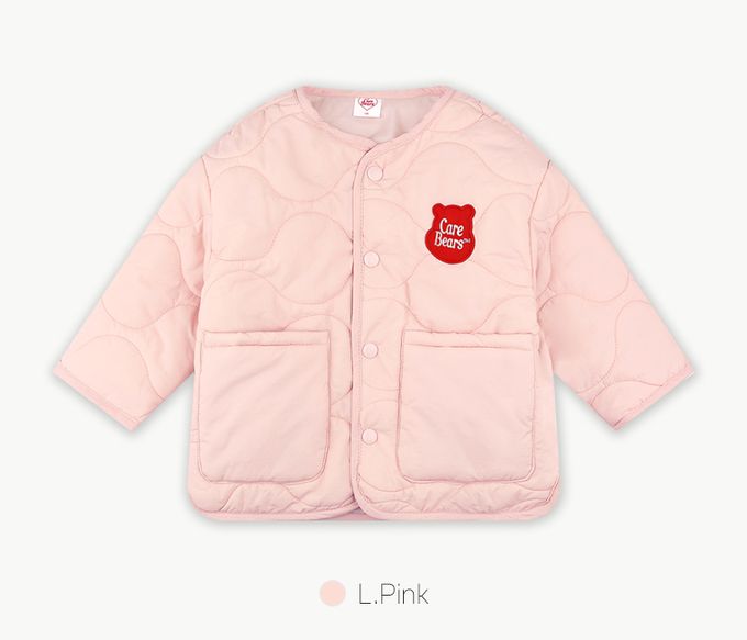 韓國 Care Bears - (附圍巾)聯名款刺繡熊熊絎縫無領外套-象牙白