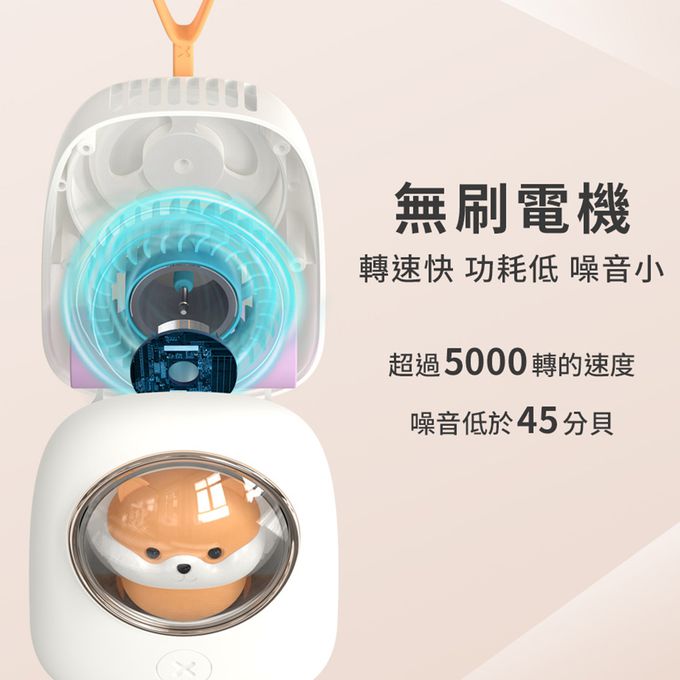 Timo - 小倉鼠  USB上吹式 掛脖風扇 (小夜燈)-白色