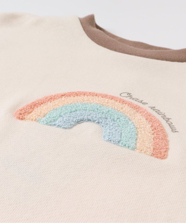 日本 apres les cours - 刺繡童趣印花圓領長袖上衣-草莓蛋糕-摩卡