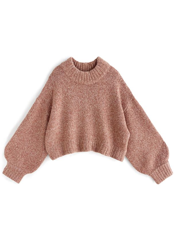 日本 GRL - 羊毛混紡短版落肩毛衣-暖橘 (F)