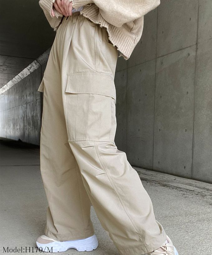 日本 Classical Elf - 美式休閒多口袋抽繩工裝褲-軍綠