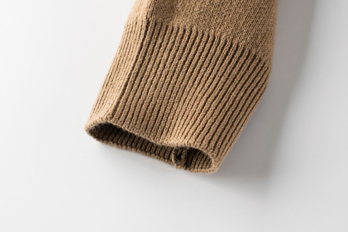 純棉毛線針織拼色上衣-熊熊-灰色