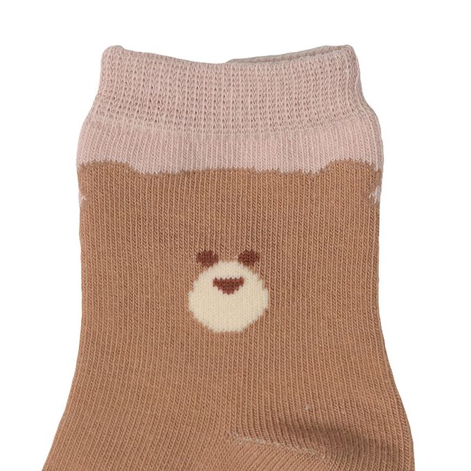 akachan honpo - 襪子3雙組-小熊-淺卡其色 (9~14cm)