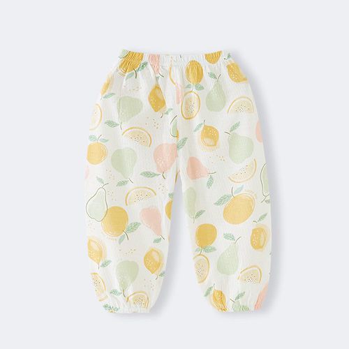 NC - 純棉網眼防蚊褲/空調褲-繽紛水果-淺黃色