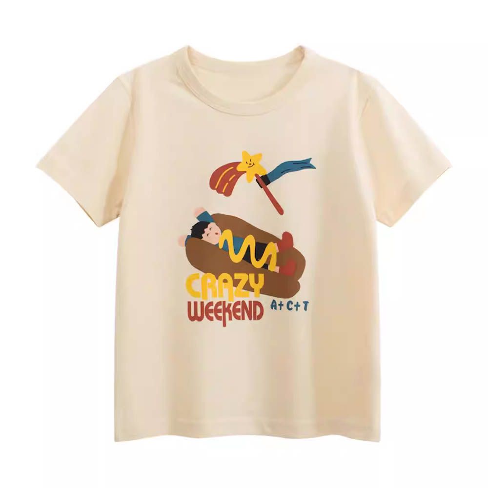 純棉短袖上衣-瘋狂週末-米杏