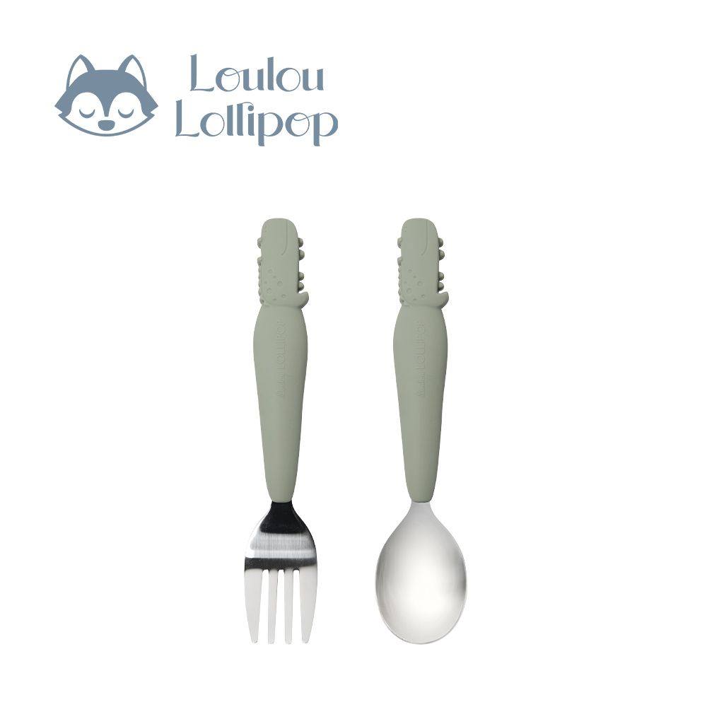 動物造型 兒童304不鏽鋼叉匙組-微笑鱷魚