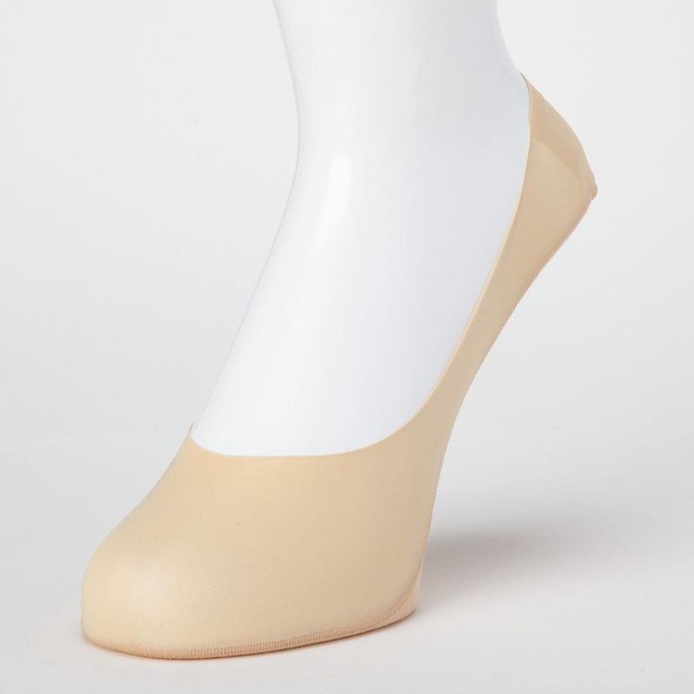 日本 okamoto - 超強專利防滑ㄈ型隱形襪-深履款-杏-足底棉混2.0