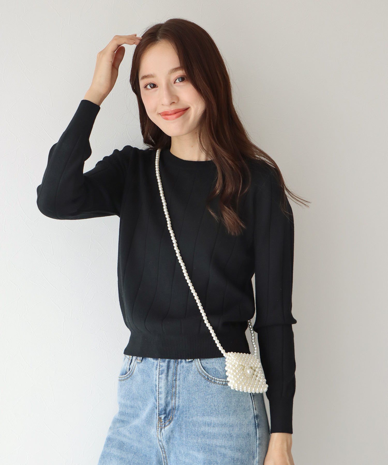 日本 BLUE EAST - 圓領粗羅紋針織上衣-紅