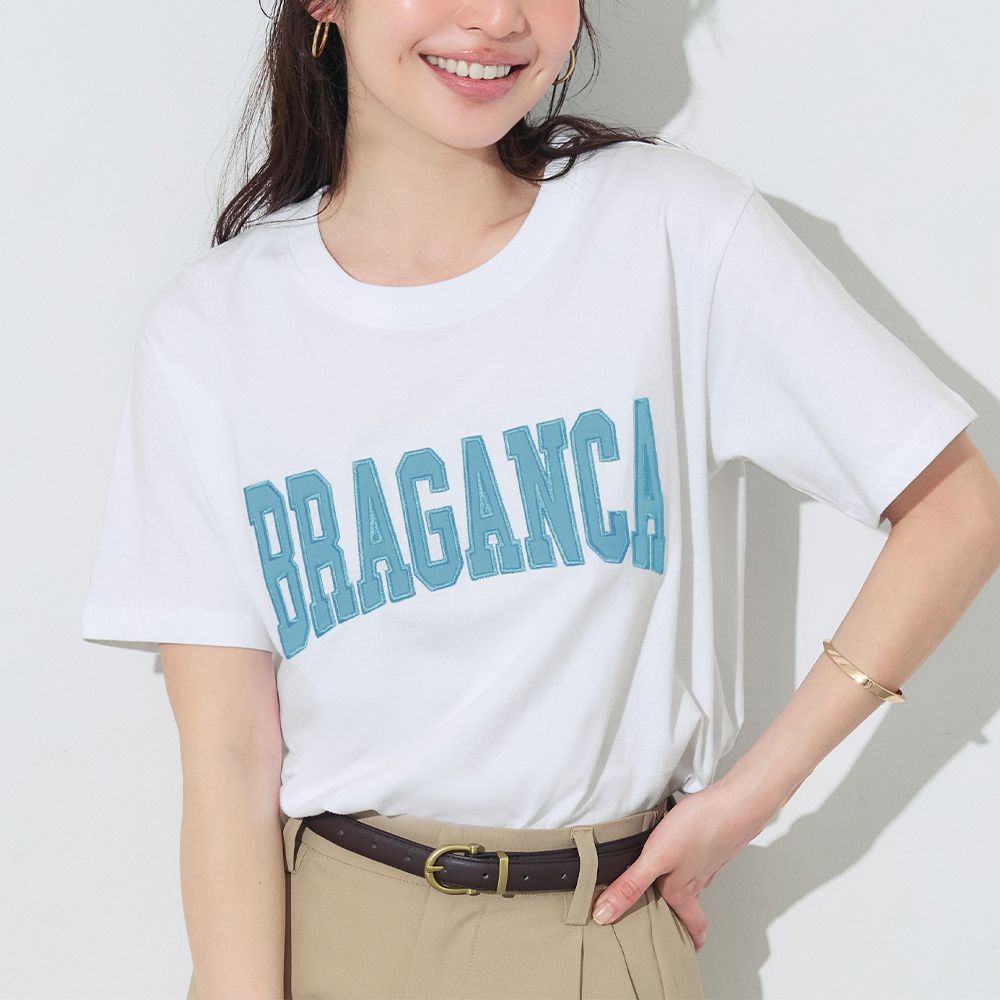 舒適棉圓領logo短袖上衣-BRAGANCA-白