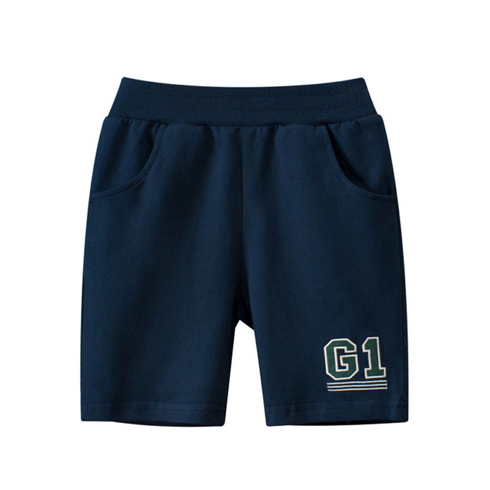 純棉腰鬆緊五分褲-G1-藏青