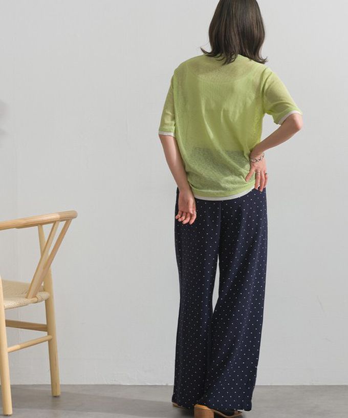 日本 ELENCARE DUE - 亨利領雙色柔軟透膚短袖上衣-粉紅