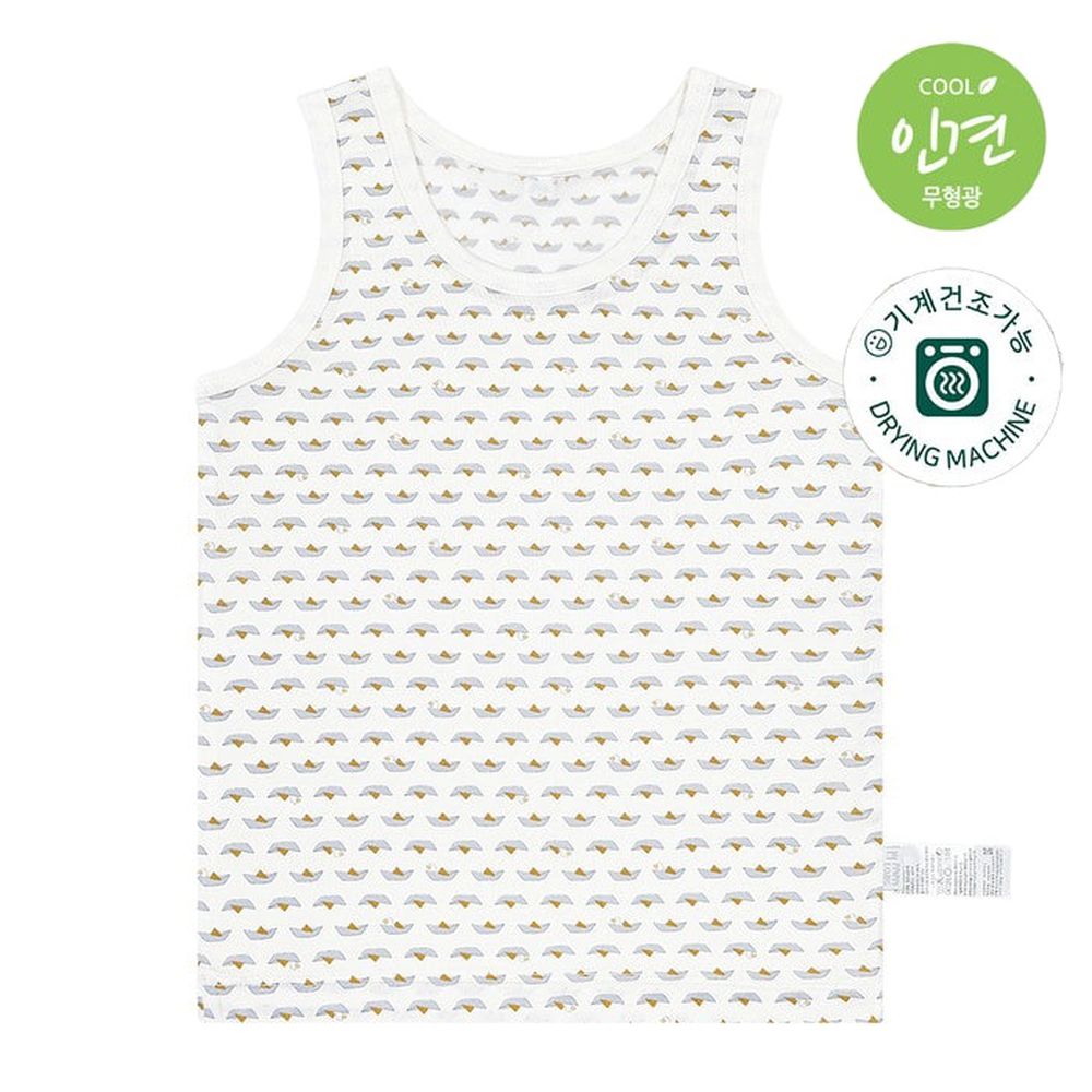嫘縈涼感透氣背心內衣(男寶)-摺紙紙船-白