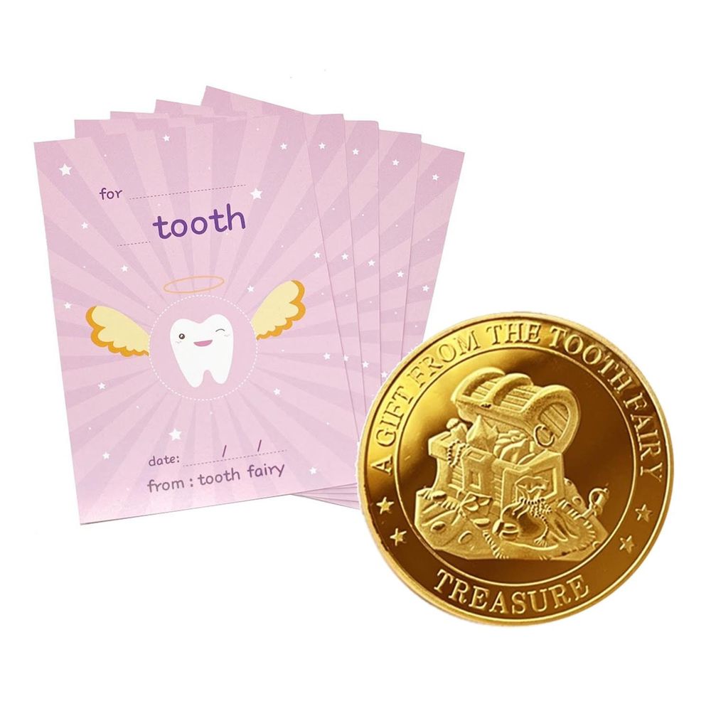 MangoBanana - 牙仙子收藏金幣5入組(粉袋款)-寶藏-贈牙仙子金幣蒐集卡-粉