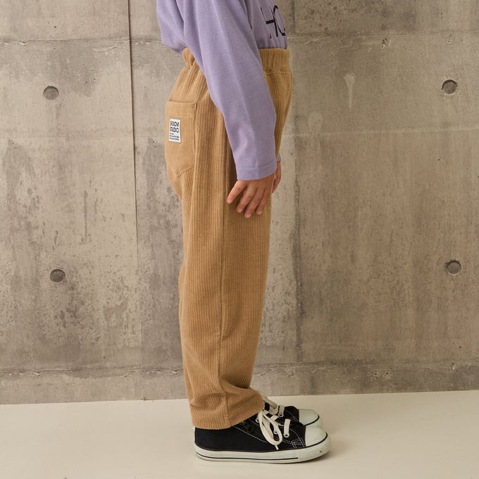 日本 b-ROOM - 柔軟寬鬆織燈芯絨長褲-藍綠