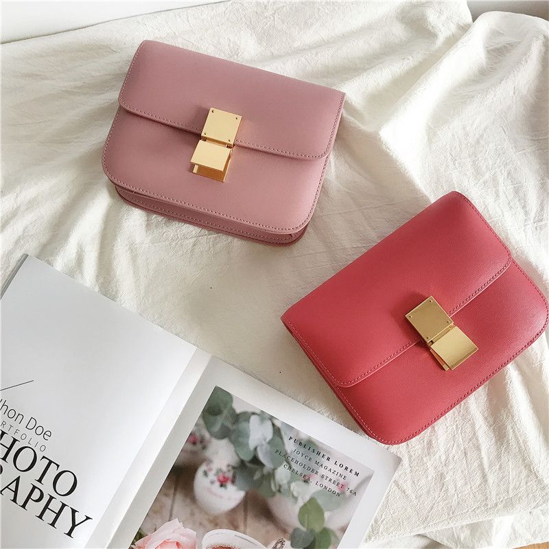 磨砂啞金真皮女包-裸粉色