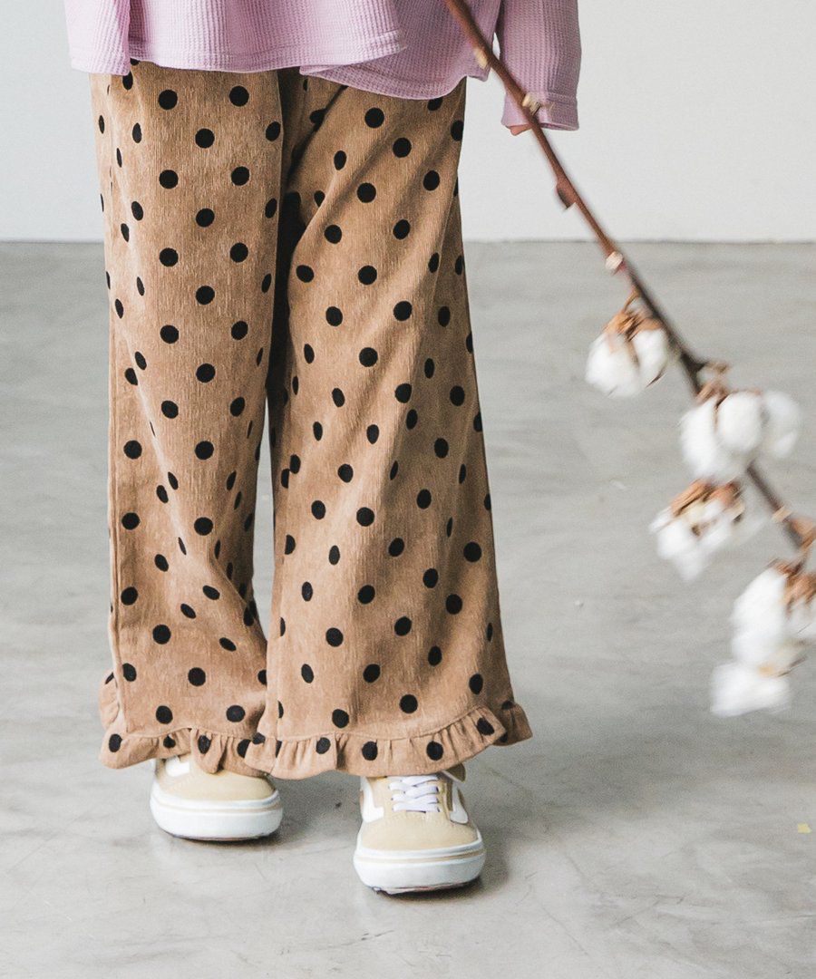 日本 PAIRMANON - 荷葉造型寬褲-深咖啡