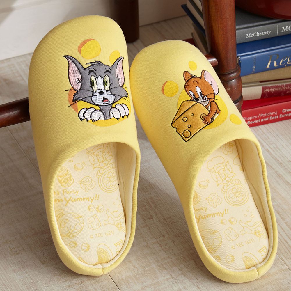 日本千趣會 - 低反發舒適室內拖-湯姆貓與傑利鼠-黃 (23-25cm)