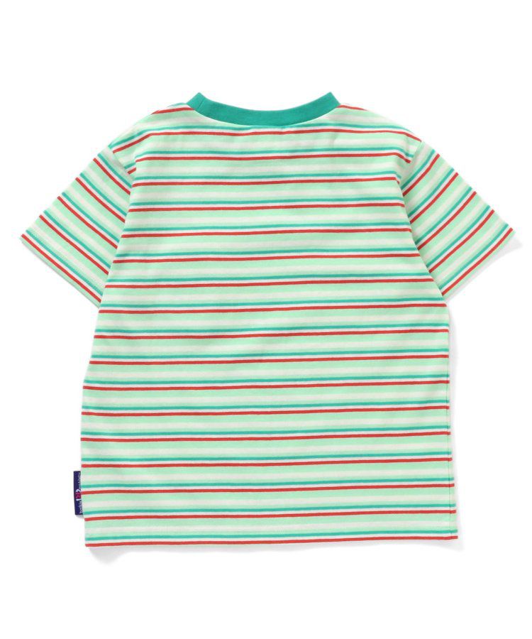 日本 BREEZE - 31冰淇淋聯名 條紋短袖上衣-甜筒刺繡-黑白