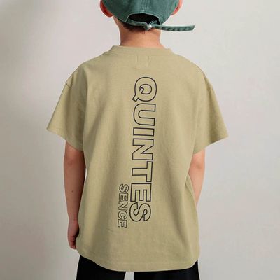 日本 BRANSHES - 100%棉 街頭印花短袖上衣-QUINTES-淺棕
