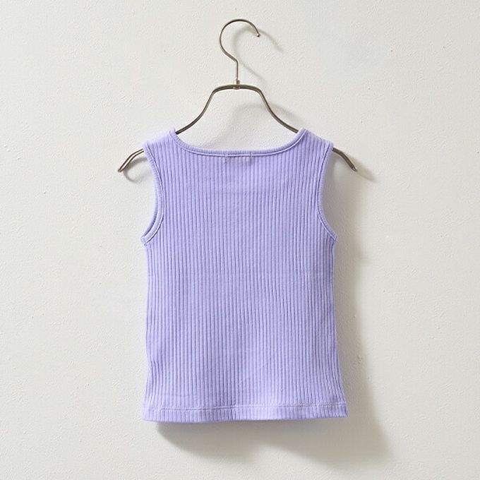 日本 Lycee mine - 品牌刺繡羅紋方領無袖上衣-白