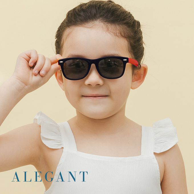 ALEGANT - 豔陽紅中性兒童專用輕量彈性偏光墨鏡│UV400太陽眼鏡