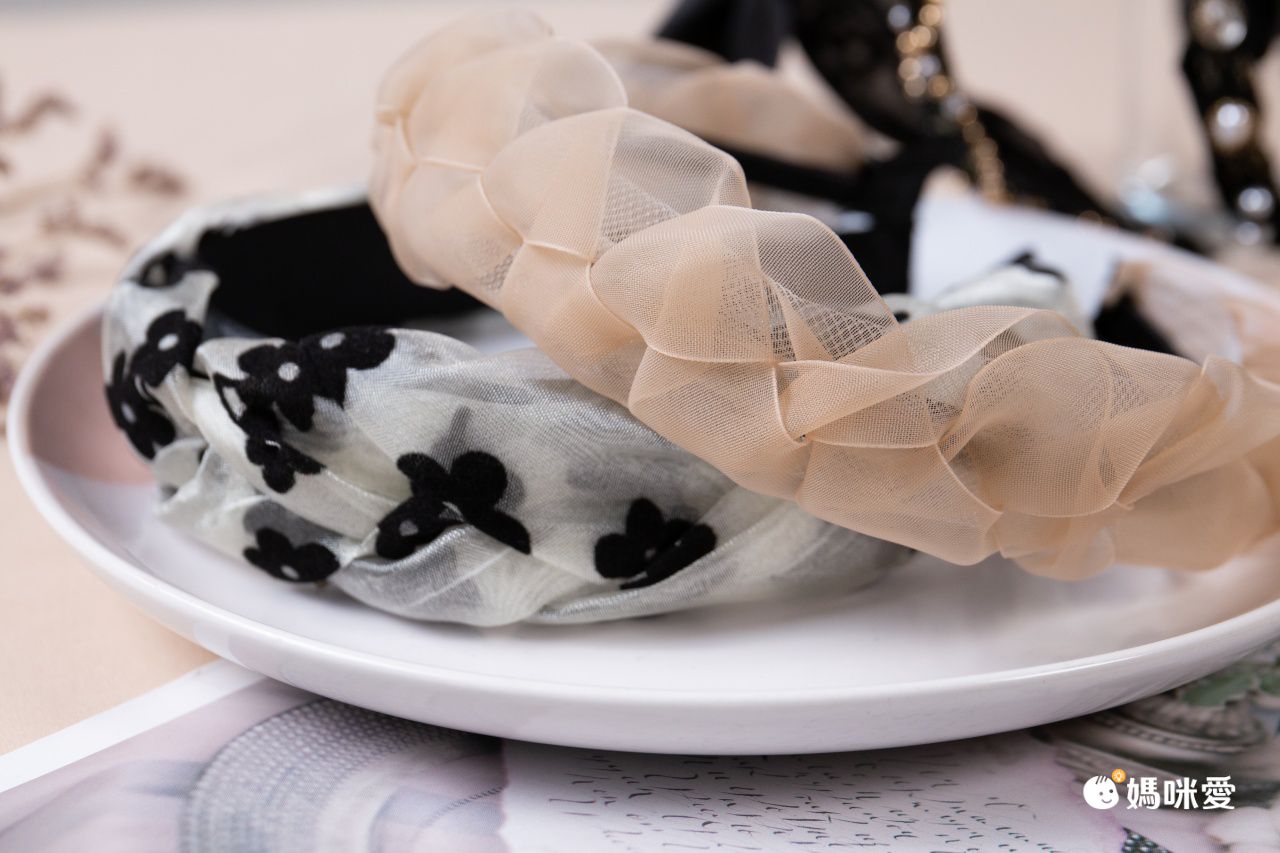 唯美網紗氣質髮箍-香檳色