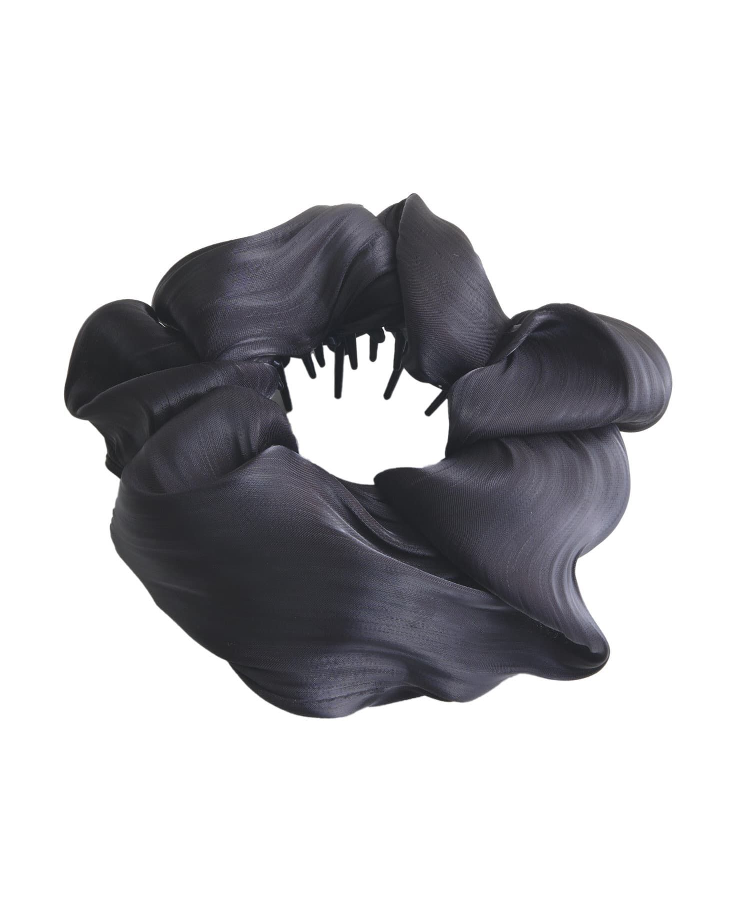 日本 Lattice - [日雜推薦] 不用綁！優雅光澤大腸圈髮環-波浪壓紋-時尚黑